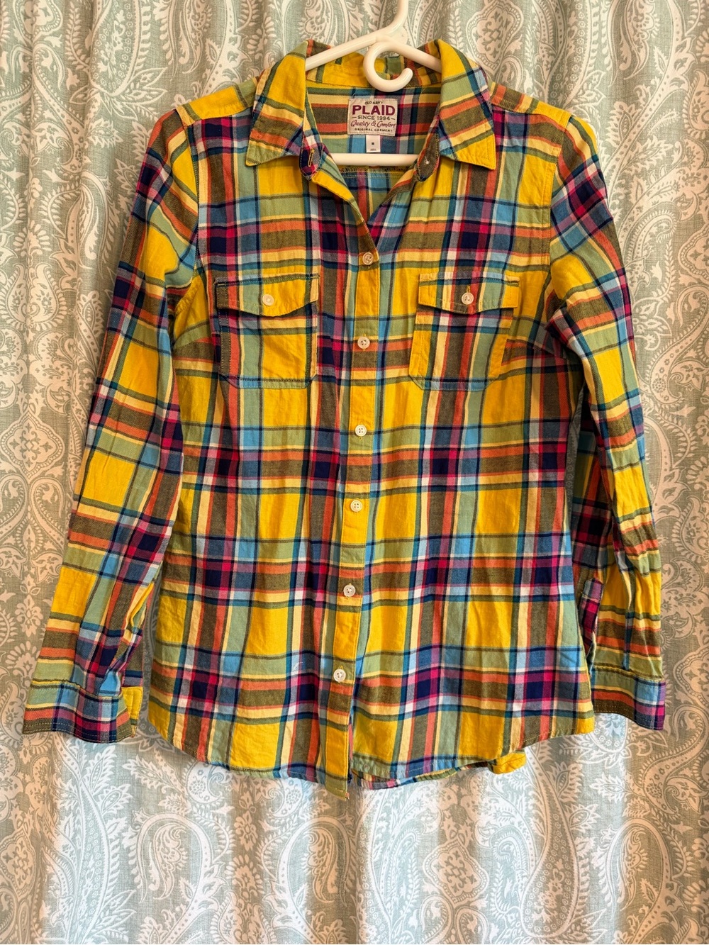 Vintage Old Navy Yellow Multi Plaid Button-Down Shirt